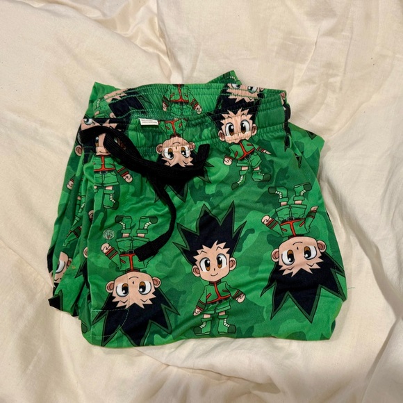 Hunter X Hunter Anime Gon Print Pajama Bottoms pockets size large green - Picture 1 of 6